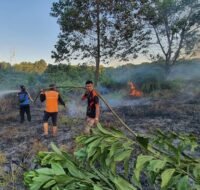 Proses pemadaman kebakaran lahan di Rt 08 Desa Giripurwa Kecamatan Penajam, Kamis (03/06).