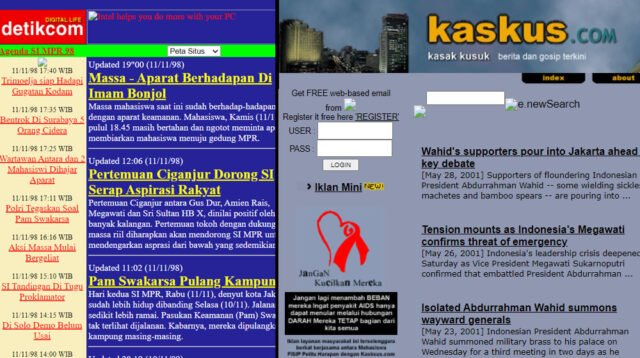 tampilan website populer di indonesia pertama kali