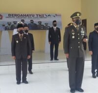 Upacara virtual HUT TNI ke 76 di Makodim 0913 PPU.