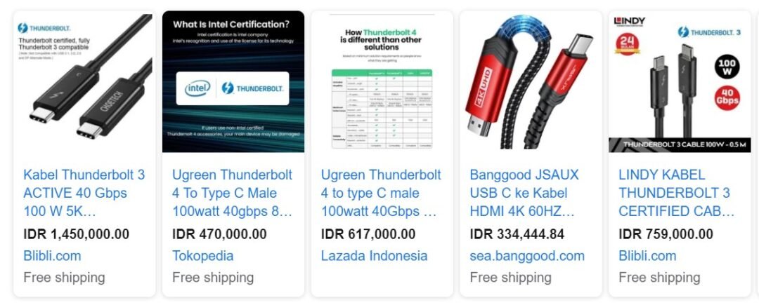 harga kabel thunderbolt 4