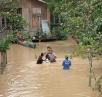 Luapan air sungai genangi empat wilayah RT di Kelurahan Pemaluan Kecamatan Sepaku