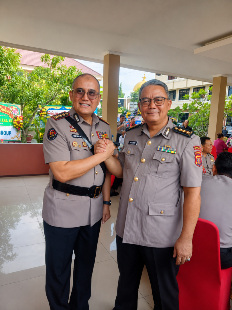 Kombes Pol. Dr. Tedy Sopandi (kiri) Resmi Jabat Kabid Humas Polda Kaltim